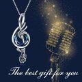 wholesale 925 Sterling Silver Music Note Pendant Necklace with Circle Crystal for Women Girls Student Teacher Birthday Christmas Mothers Day Gifts-0-3