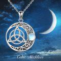 wholesale 925 Sterling Silver Moonstone Celtic Knot Triquetra Pendant Necklace for Women-0-2