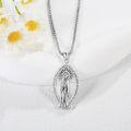 wholesale 925 Sterling Silver Virgin Mary Pendant Necklace with Pray For Us Inscription - Catholic Christian Gift for Women and Men-0-3