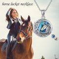 wholesale 925 Sterling Silver Round Celtic Knot Unicorn Head Abalone Shell Locket Pendant Necklace for Women Girls Lucky Charm  43mm x 68mm-0-5