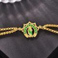 wholesale 925 Sterling Silver Green Enamel Buddha Charm Bracelet With Gold Chain-0-1