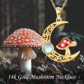 wholesale Gold Moon & Mushroom Pendant Necklace - 14K Yellow Gold Minimalist Charm s for Her Valentines Day Mother's Day-0-4
