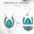 wholesale 925 Sterling Silver Natural Turquoise Vintage Horseshoe Pendant Necklace 18+2 Chain Women s Birthday Gift-0-1