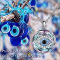 wholesale Sterling Silver Blue Crystal Evil Eye Tree of Life Dangle Earrings Gift-0-3