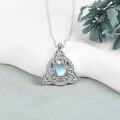 wholesale 925 Sterling Silver Celtic Triquetra Necklace with Moonstone and Turquoise-0-2