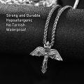 wholesale 925 Sterling Silver Crucifix Necklace with Angel Wings and INRI Inscription - Catholic Religious  for Men Women-0-1