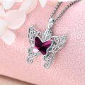 wholesale 925 Sterling Silver Butterfly Heart Purple Crystal Keepsake Pendant Urn Necklace w/Filler Kit-0-3
