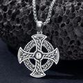 wholesale 925 Sterling Silver Celtic Knotwork Cross Pendant with Genuine Turquoise Stone Necklace for Men & Women-0-1