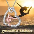 wholesale 925 Sterling Silver Yoga Heart Pendant Necklace with Gymnastics Charm and Cubic Zirconia Stones for Women-0-4