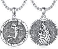wholesale 925 Sterling Silver Volleyball Pendant Necklace Sport s for Women Girls-07-Volleyball Necklace