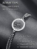 wholesale 925 Sterling Silver Saint Christopher Medal Charm Bracelet with Extender Chain for Men Women Boys Girls Protection  (Silver Tone)-0-4