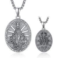 wholesale 925 Sterling Silver Patron Saint Medal Amulet Necklace for Men 2 5mm 22 +2 Chain-99-Miraculous Medal