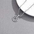 wholesale 925 Sterling Silver  Black Cubic Zirconia Compass Pendant Necklace -0-2