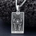 wholesale 925 Sterling Silver The Chariot Tarot Pendant Necklace s for Men Women Gifts Jewelry-0-4