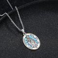 wholesale 925 Sterling Silver Turquoise St Peregrine Medal Prayer for Us Pendant Necklace-0-1