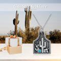 wholesale 925 Sterling Silver Turquoise Southwest Desert Cactus Pendant Necklace for Women Girls Gifts-0-1