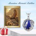 wholesale 925 Sterling Silver Lapis Lazuli Mermaid Pendant Necklaces for Women Sea Life Ocean s-0-3