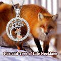 wholesale 925 Sterling Silver Round Tree of Life with Fox Pendant Necklace 925 Sterling Silver Jewelry for Women Girls Gift Boxed-0-3