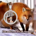 wholesale 925 Sterling Silver Round Tree of Life with Fox Pendant Necklace Wholesale 925 Sterling Silver Jewelry for Women Girls Gift Boxed-0-3