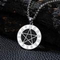 wholesale 925 Sterling Silver Black Druzy Pentagram Pendant Necklaces for Men & Women-0-3