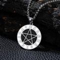wholesale 925 Sterling Silver Black Druzy Pentagram Pendant Necklaces for Men & Women-0-3