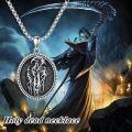 wholesale 925 Sterling Silver Grim Reaper Necklace with Black Enamel and Chain for Men Women Gothic-0-3