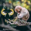 wholesale 925 Sterling Silver Moon Sleeping Cat Dangle Earrings-0-3