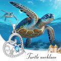 TOUPOP 925 Sterling Silver Heart Jellyfish Sea Turtle Dolphin Starfish Pendant Ocean Necklace-0-5
