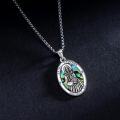 wholesale 925 Sterling Silver Saint Dymphna Protect Us Pendant with Abalone Shell and Crosses Necklace-0-2