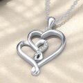 wholesale 925 Sterling Silver Double Heart Pendant with Cubic Zirconias for Women-0-3