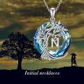 wholesale Sterling Silver Crystal Tree of Life Initial Necklace Mother s Day Gift - Rhodium Plated-0-39