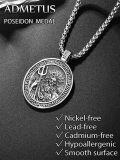 wholesale 925 Sterling Silver Greek Mythology Poseidon Amulet Pendant with 34 Rope Chain for Men Women  -0-4
