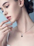 wholesale 925 Sterling Silver & 18K White Gold Plated Black Freshwater Pearl Butterfly Pendant Necklace-0-3