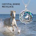 wholesale 925 Sterling Silver Round Blue Crystal Unicorn Head Celtic Knot Pendant Necklace Lucky Charm Jewelry for Women and Girls-0-4