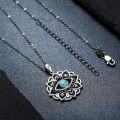 wholesale 925 Sterling Silver Turquoise Evil Eye Mandala Pendant Necklaces for Women and Girls-0-5