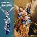 wholesale 925 Sterling Silver Blue Quartz Saint Michael Angel Protect Us Pendant Necklace  for Men-0-4