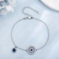 wholesale 925 Sterling Silver Blue Evil Eye Charm Bracelet with Crystal Accents for Women-0-4