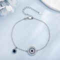 wholesale 925 Sterling Silver Blue Evil Eye Charm Bracelet Wholesale With Pave Zircon And Crystal Accents-0-4