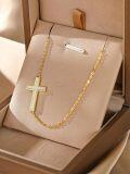 wholesale Sterling Silver Opal Sideways Cross Necklace for Women, 0.82 x 0.5 Inches, 20 Inches Chain with Extender, Hypoallergenic, No Nickel, No Lead, Gift Box-0-1