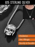 wholesale 925 Sterling Silver Aviator Skull Pendant Necklace for Men - Gothic-0-4