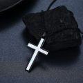 wholesale 925 Sterling Silver Opal Inlay Black Plated Cross Pendant Necklace for Men & Women-0-1