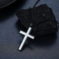 wholesale 925 Sterling Silver Black Gold Plated Cross Pendant Necklace With White Opal Inlay-0-1