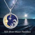 wholesale 925 Sterling Silver Abalone Shell & Lapis Lazuli Starry Night Pendant Necklace-0-5