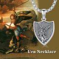 wholesale 925 Sterling Silver Shield Shaped Saint Michael Angel Pendant Ash Holder Jewelry w/Filler Kit-0-1