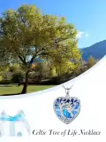 TOUPOP Sterling Silver & Abalone Crystal Celtic Tree Of Life Pendant Necklace-0-2