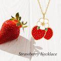 wholesale 925 Sterling Silver Red Strawberry Pendant Necklace with White Flower and Green Leaves-0-4