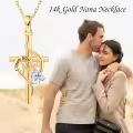 wholesale 14K Solid Heart Pendant with Diamond and Engraved Message I Love You Nana - Mothers Day Gifts for Mom or Grandma-0-4