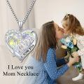TOUPOP Sterling Silver Crystal Heart Necklace I Love You Mom Jewelry Gifts-0-1