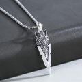 wholesale 925 Sterling Silver Wolf Head Arrowhead Pendant Necklace with Chain for Men Women  45cm Length-0-1