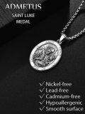 wholesale Sterling Silver Patron Saint Medal Amulet Necklace for Men 2 5mm 22 +2 Chain-0-4